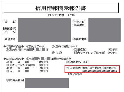 信用情報開示報告書